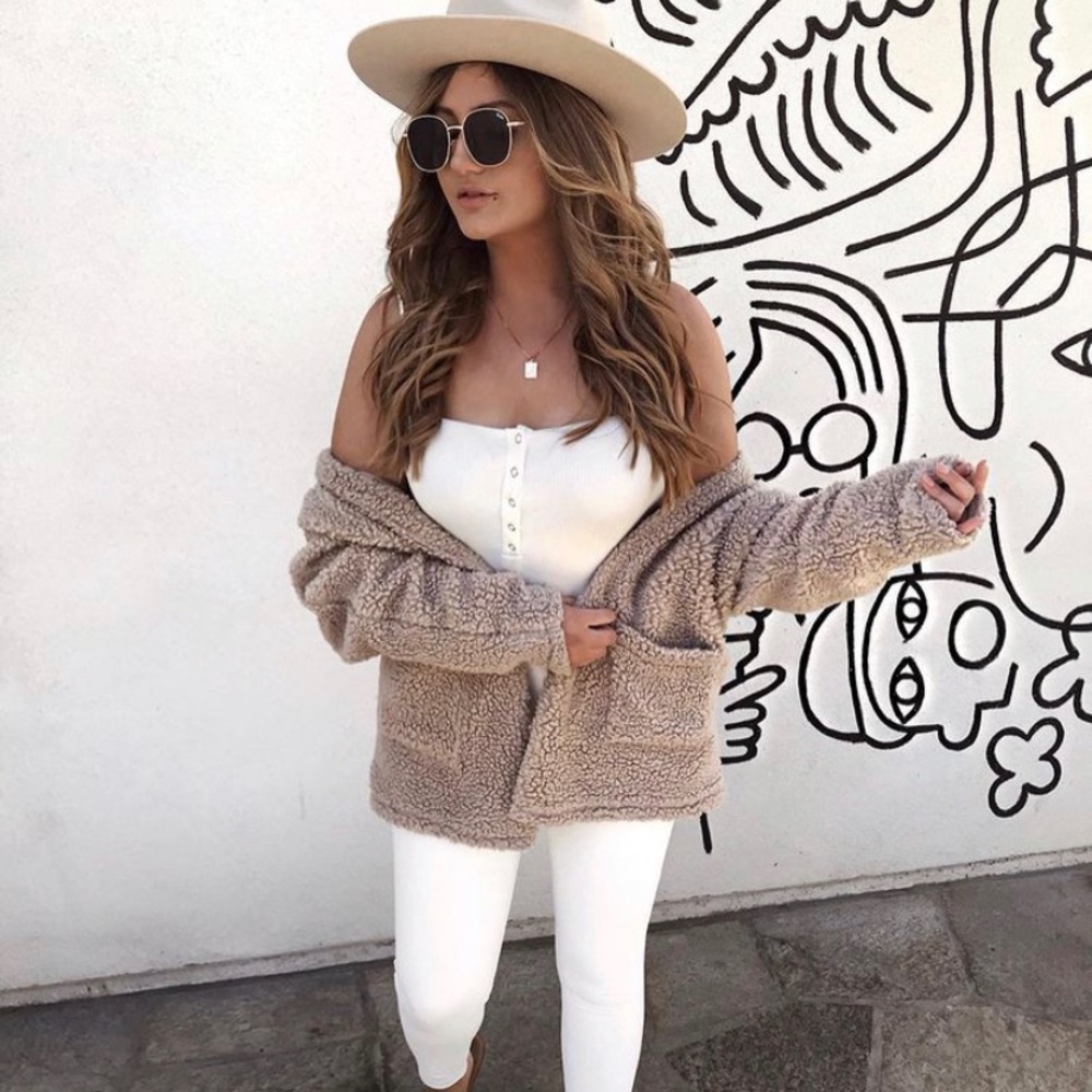 Sage the label Beige oversized teddy coat